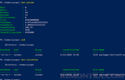 запуск команд powershell в консоли Linux