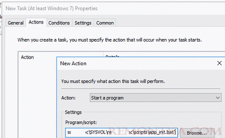 запускать файл скрипт из sysvol