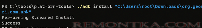 adb install - установка APK приложения в Windows Subsystem for Android