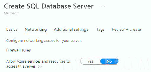 сетевые настройки базы Azure SQL