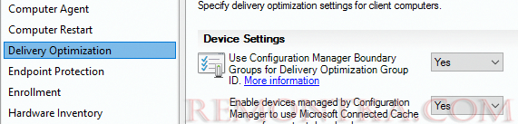 включить Delivery Optimization для клиентов SCCM