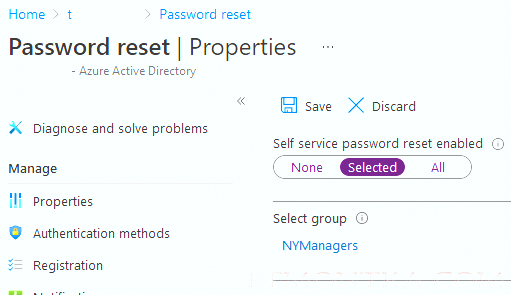 Включить Self-Service Password Reset для самостоятельного сброса паролей пользователями azure