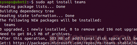 sudo apt install teams установка teams в linux