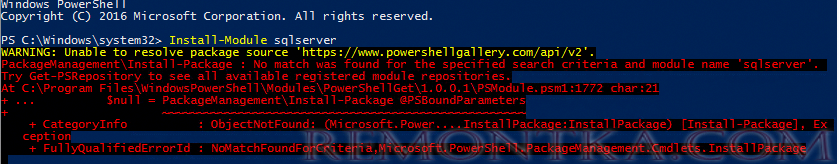 PowerShell Install-Module ошибка Unable to resolve package source