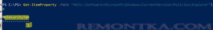 параметр реестра NoSecurityTab 