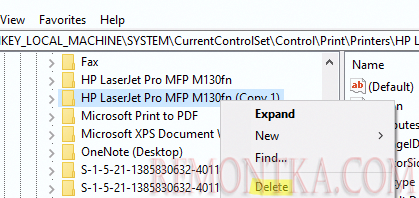 удалить принтер из реестра windows