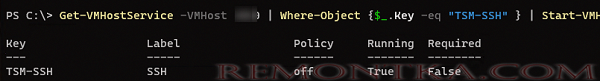 включить ssh shell на esxi через powershell