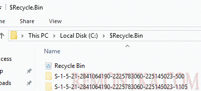 корзина $Recycle.Bin на диске в Windows