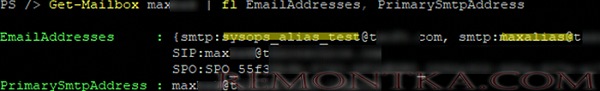 Get-Mailbox - вывести список email адресов, назначенный почтовому ящику
