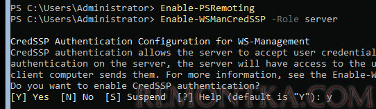 включить winrm и WSManCredSSP в hyper-v server