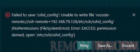 Unable to write file NoPermissions (FileSystemError): Error: EACCES: permission denied