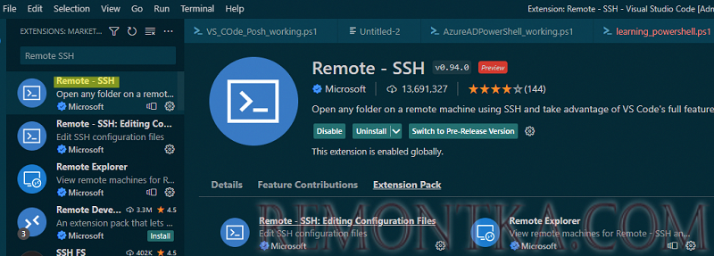 установка плагина Remote SSH в Visual Studio Code