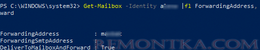 POwerShell - проверить что на ящике включена переадрессация Get-Mailbox ForwardingAddress