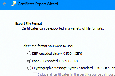 Преобразовать CRT сертификат в формат Base-64 encoded X.509(.CER)