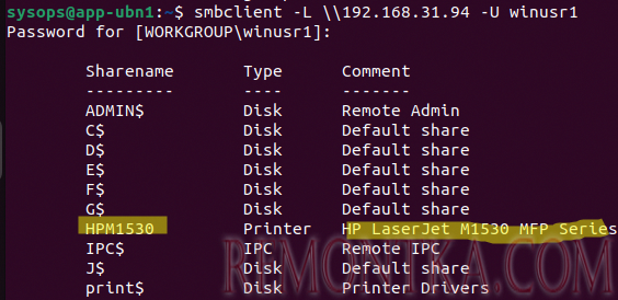 smbclient - вывести список сетевых папок и принтеров в Linux