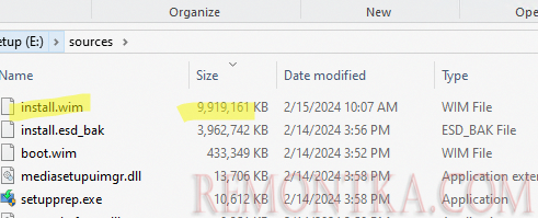 замена оригинального install.wim файла на установочной флешке