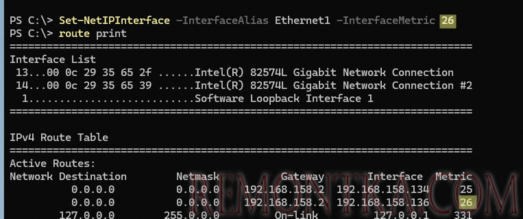 Изменить приоритет сетевого адаптера в Windows (PowerShell: Set-NetIPInterface )