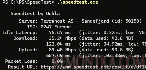 speedtest.exe проверка скорости интернета из командной строки windows