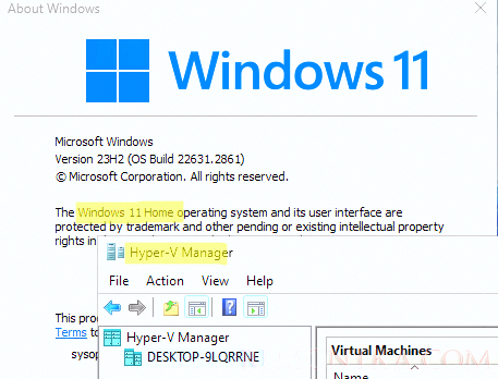 Запуск виртуальных машин Hyper-V в Windows 11 Home