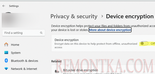 Отключить автошифрование устройства в Windows 11