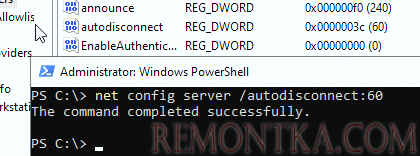 net config server /autodisconnect
