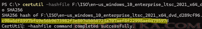 certutil -hashfile SHA256
