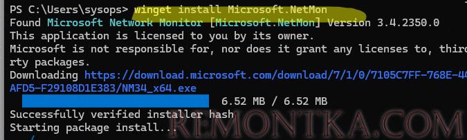 Установка Microsoft.NetMon с помощью WinGet