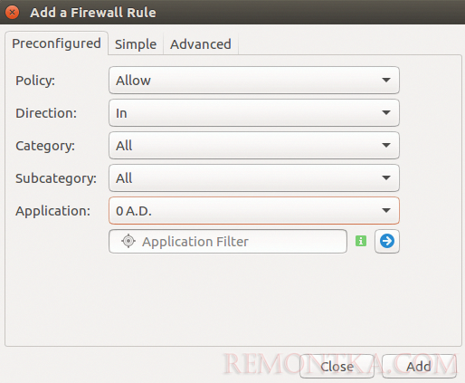 Настройка gufw Ubuntu 16.04