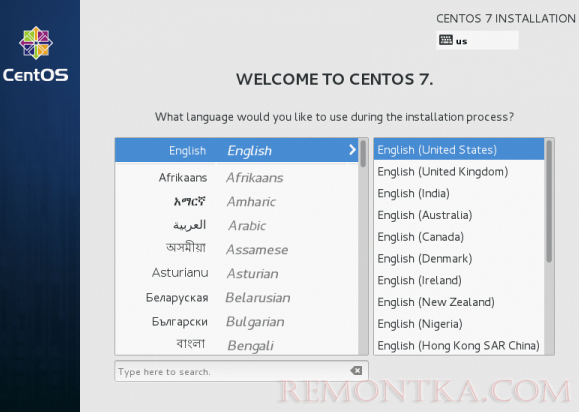 Установка CentOS 7