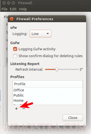 Настройка gufw Ubuntu 16.04
