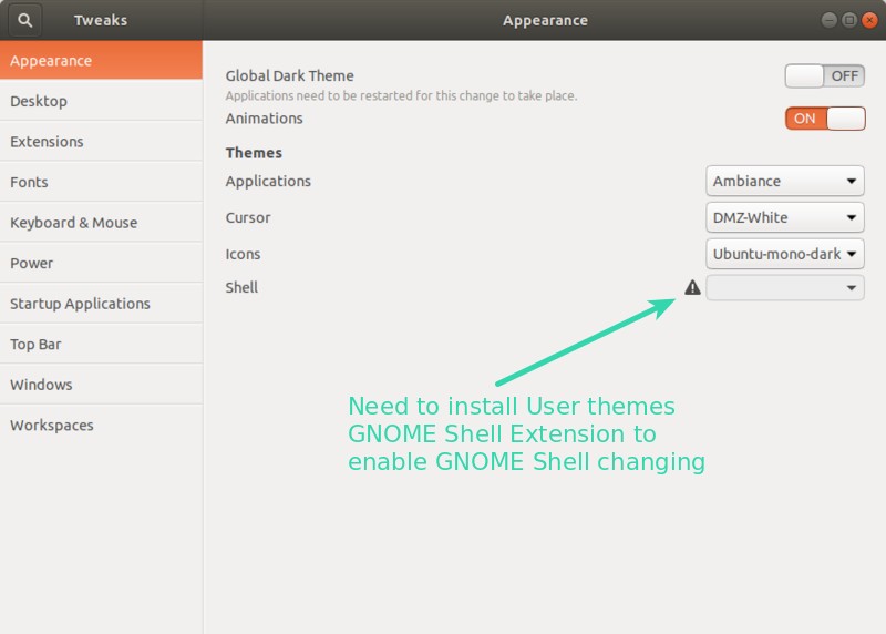 Как установить тему в Ubuntu 17.10