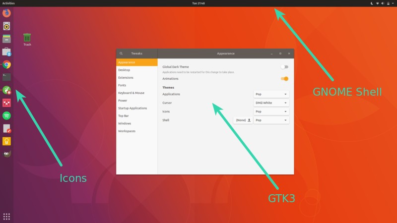 Как установить тему в Ubuntu 17.10