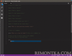 Рисунок 2: Ruby код Rookie в Visual Studio Code