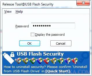 Ввод пароля для доступа к флешке в USB Flash Security