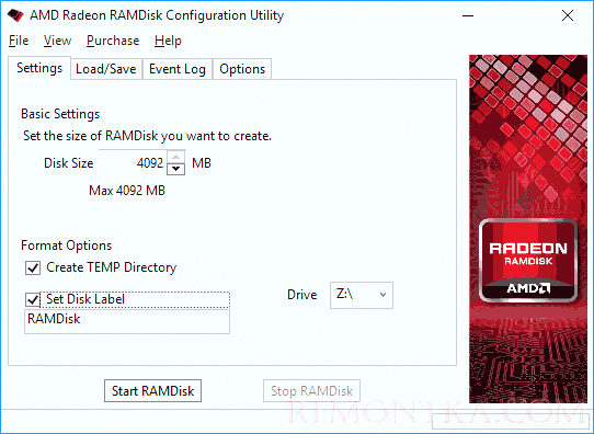 Настройка AMD Radeon RAMDisk