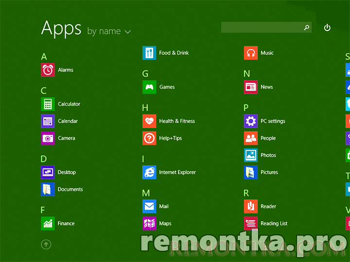 Сортировка приложений по имени в списке