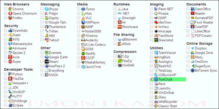 Программы, доступные для установки