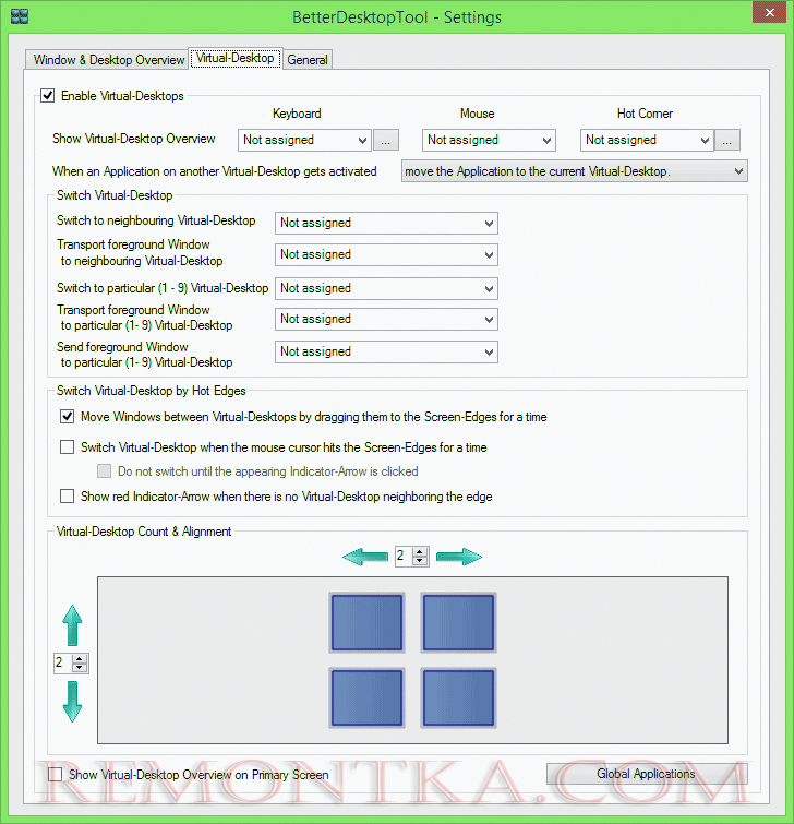 Виртуальные рабочие столы в BetterDesktopTools