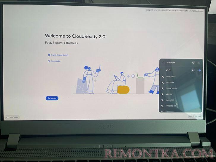 Начало установки Chrome OS Flex на ноутбук