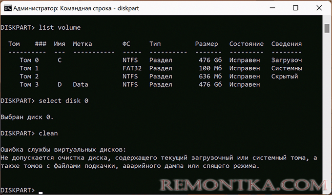 Ошибка службы виртуальных дисков диск не пуст