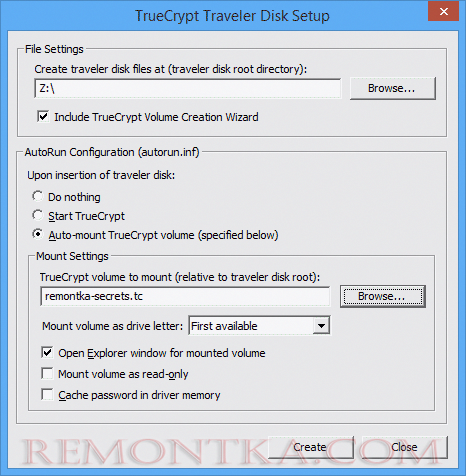 Копирование TrueCrypt на USB