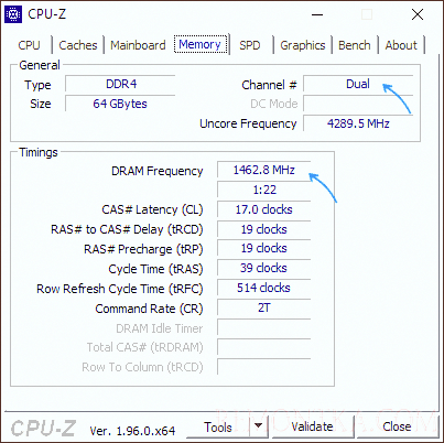 Частота памяти в программе CPU-Z