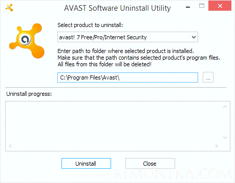 Удаление антивируса Аваст с помощью Avast Uninstall Utility