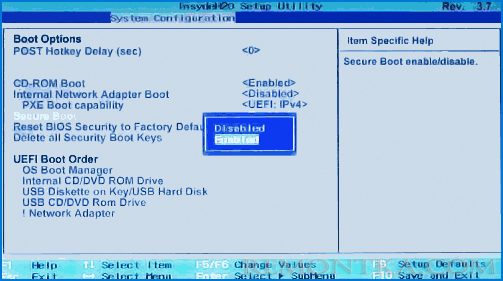 Как включить secure boot на ноутбуке hp