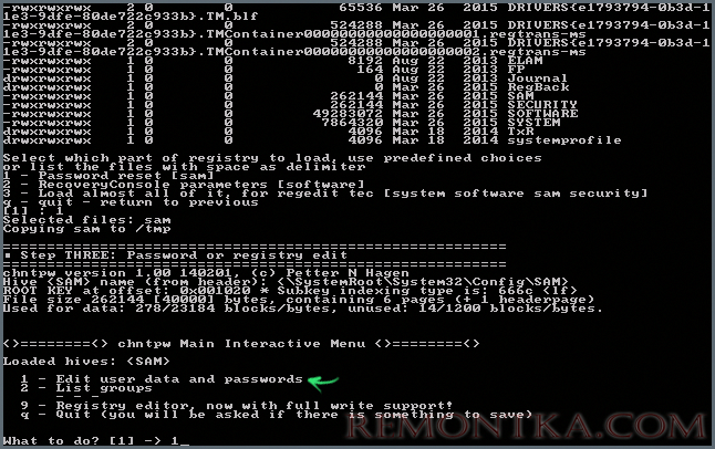 Редактирование пользовательских данных и пароля