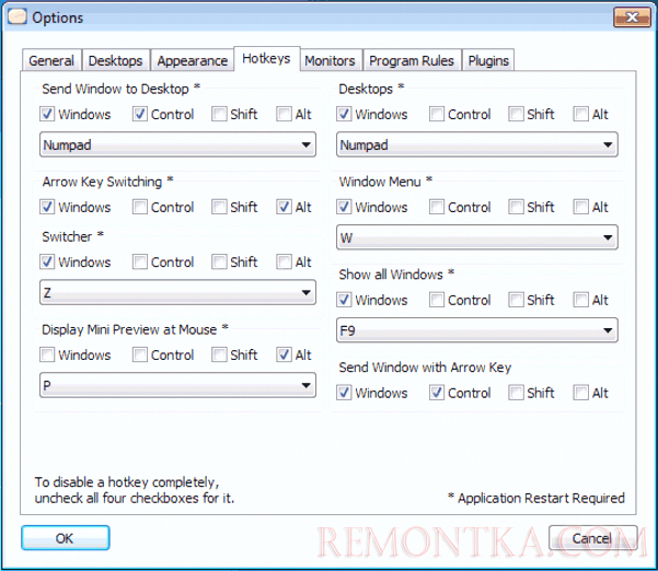 Настройки Finesta Virtual Desktops Настройки Finesta Virtual Desktops