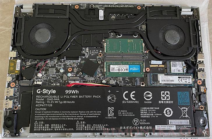 Gigabyte Aero 15 внутри