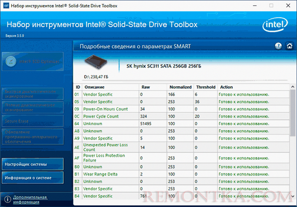 Программа Intel SSD Toolbox