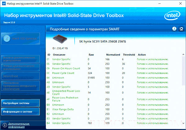 Утилита Intel SSD Toolbox