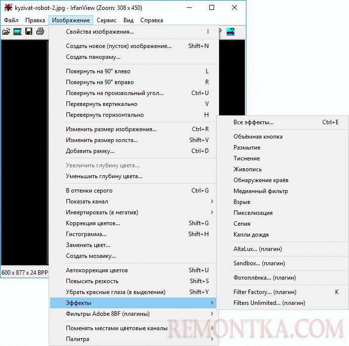 Фильтры фотографий IrfanView